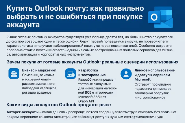 Купить Outlook почту: как правильно выбрать и не ошибиться при покупке аккаунта